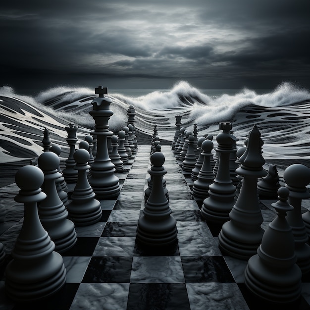 Free AI Image  View of chess pieces with dramatic and mystical