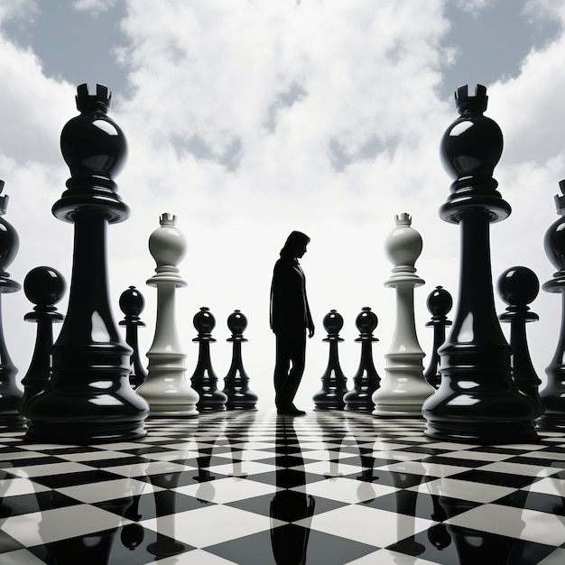 Free AI Image  View of chess pieces with dramatic and mystical background