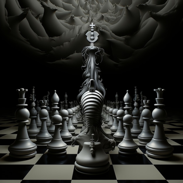 Free AI Image  View of chess pieces with dramatic and mystical background