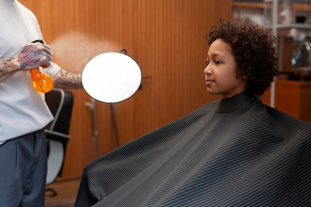 View of child at the hair salon