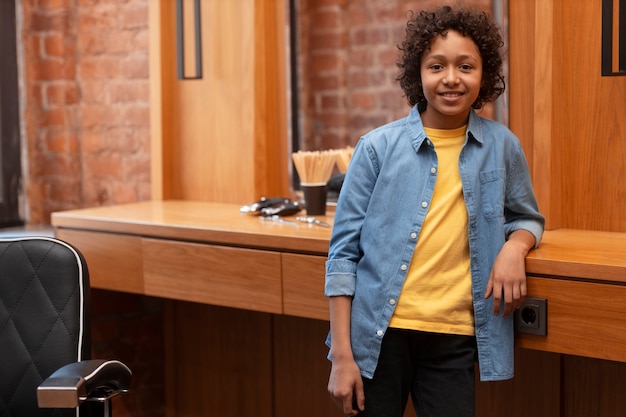 View of child at the hair salon