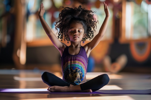 View of child practicing health and wellness activity