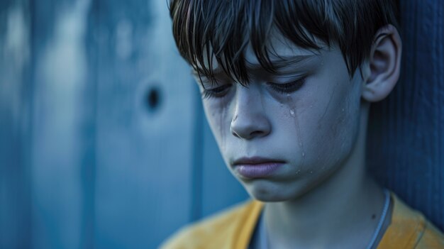 View of child suffering from being bullied at school