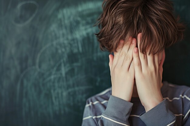 View of child suffering from being bullied at school