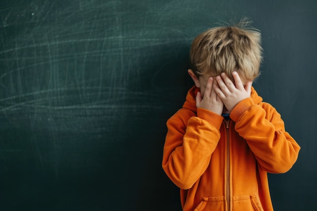 View of child suffering from being bullied at school