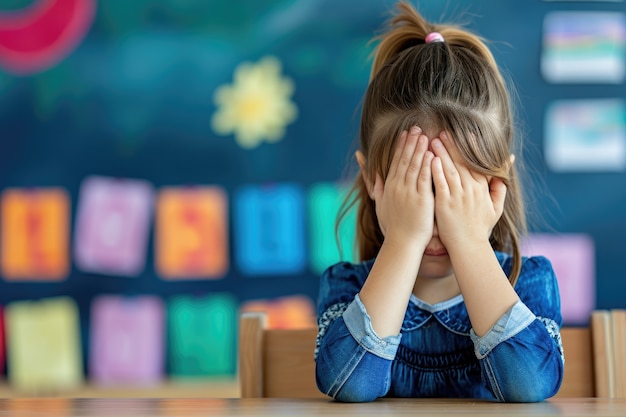 View of child suffering from being bullied at school