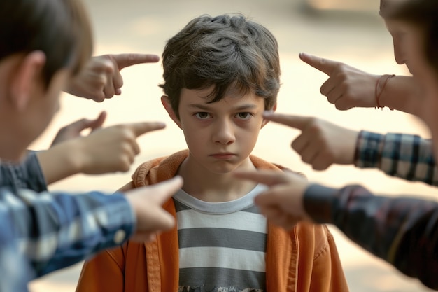 Free photo view of child suffering from being bullied at school