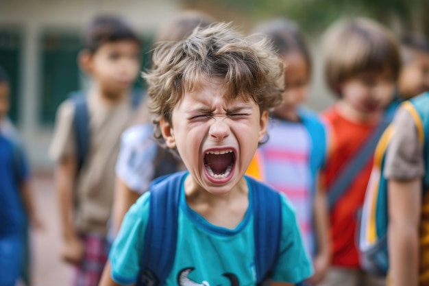 View of child suffering from being bullied at school