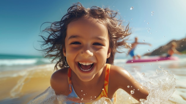 Foto gratuita vista di un bambino in estate sulla spiaggia