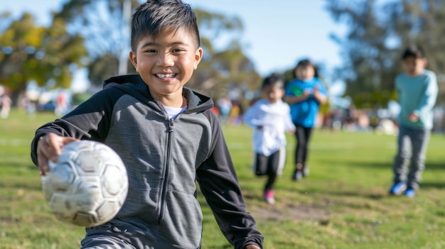 Free photo view of children practicing health and wellness activity