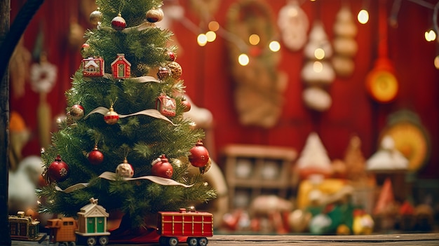 Foto gratuita vista dell'albero di natale decorato con ornamenti