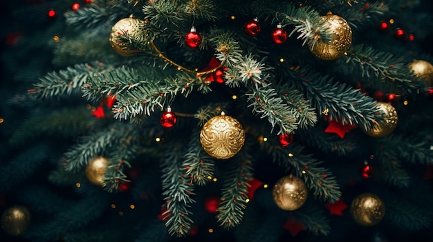Free photo view of christmas tree decorated with ornaments