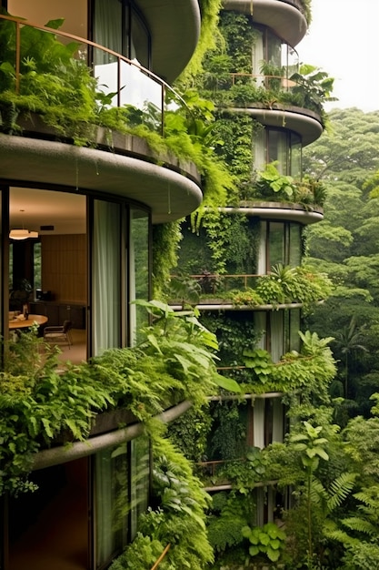 Free photo view of city with apartment buildings and green vegetation