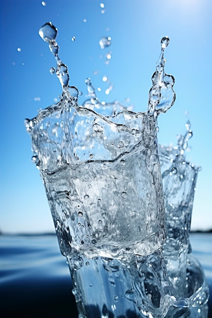 スプラッシュ効果のある澄んだ水の景色