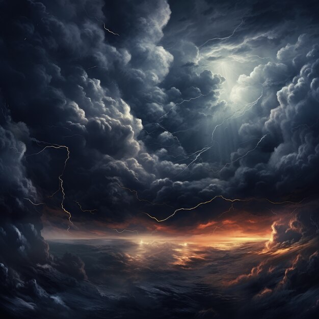 View of clouds in dark style