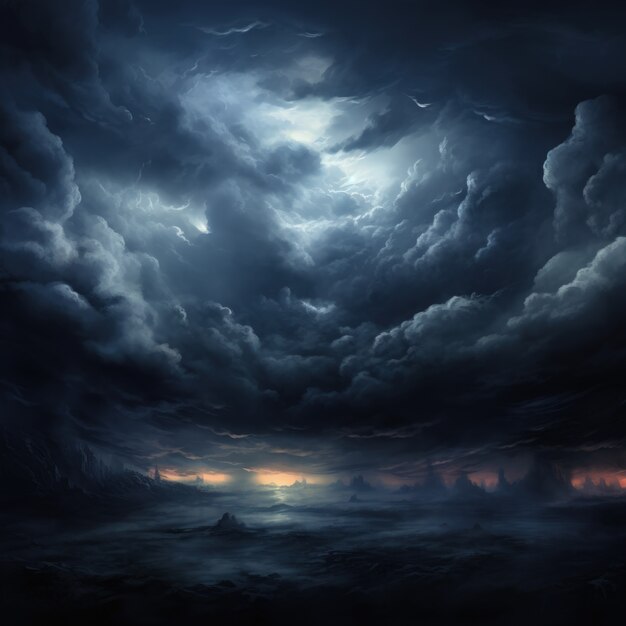 View of clouds in dark style