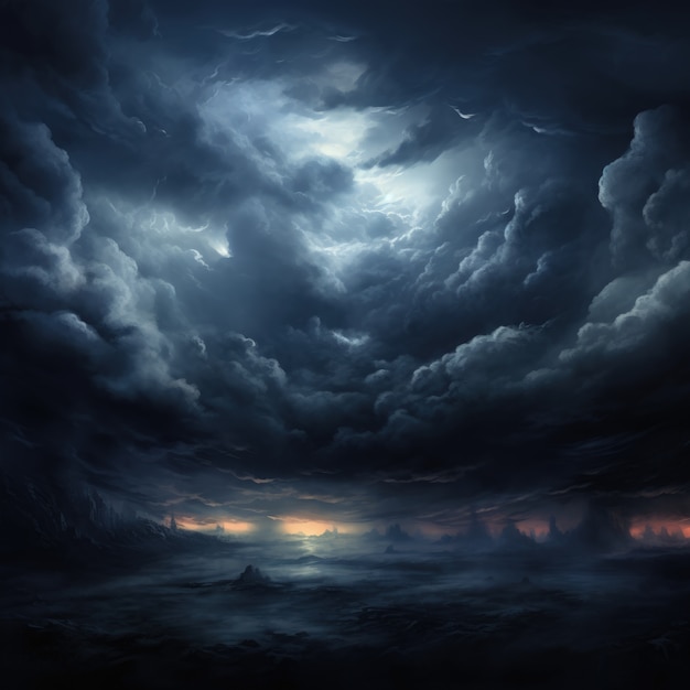 Вид облаков в темном стиле