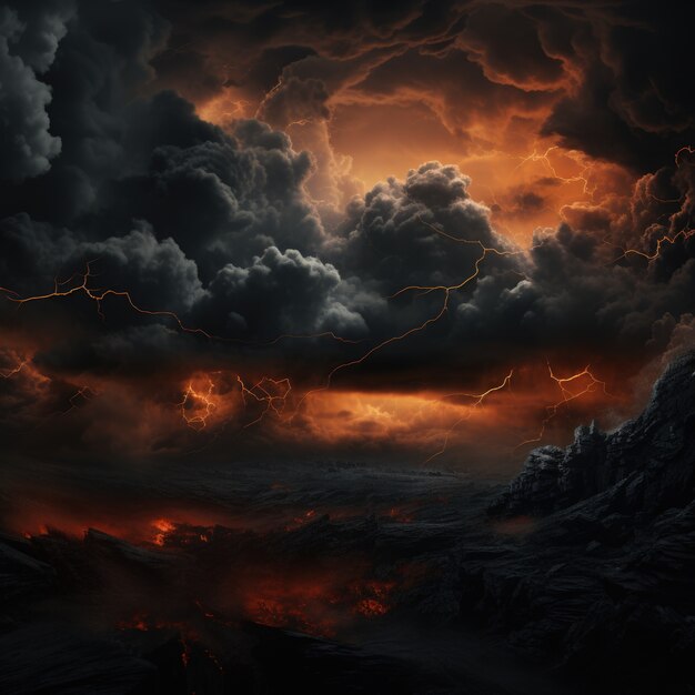 View of clouds in dark style