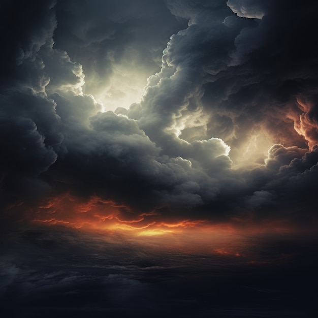 Free photo view of clouds in dark style