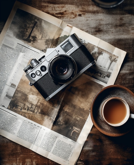 View of coffee cup with camera