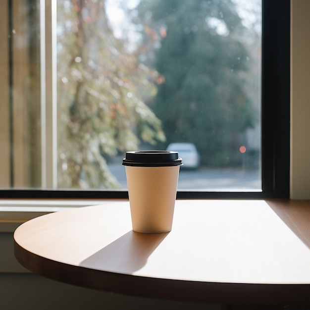 View of coffee cup with copy space