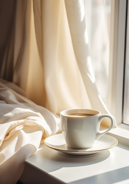 Foto gratuita vista della tazza di caffè con lo spazio della copia