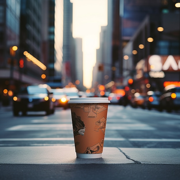 コピースペース付きのコーヒーカップの眺め