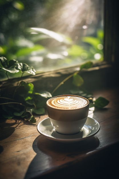 Foto gratuita vista della tazza di caffè con lo spazio della copia