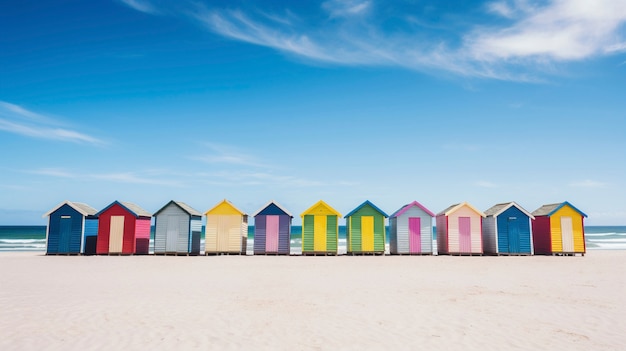 Foto gratuita vista dei colorati cottage sulla spiaggia