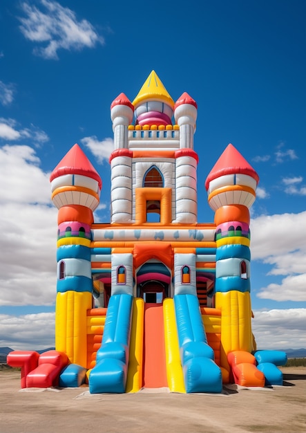 Free photo view of colorful bouncy castle