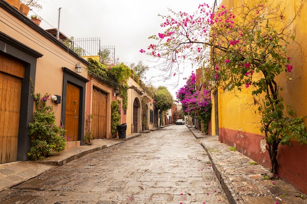 View of colorful mexican urban architecture