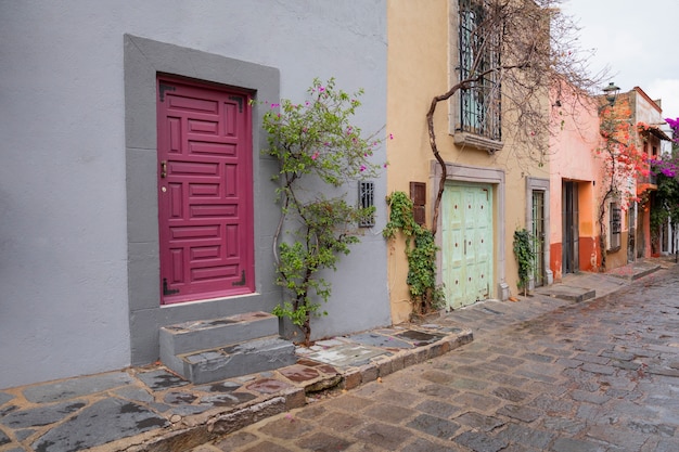 View of colorful mexican urban architecture