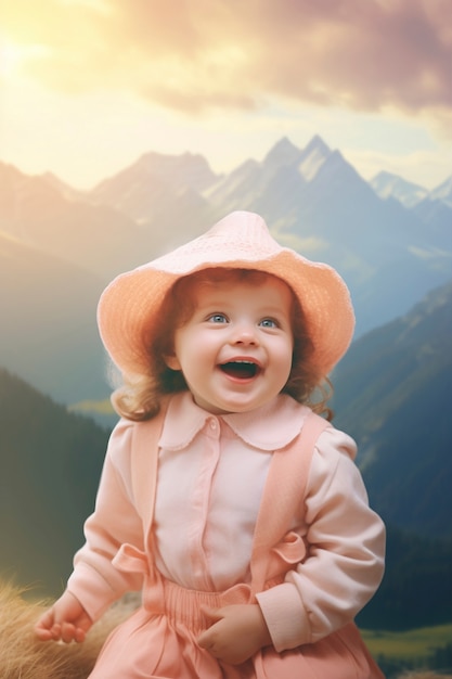 Free photo view of comical scene with baby