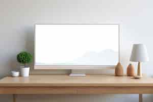 Free photo view of computer monitor display with desk