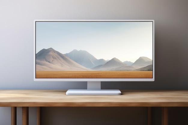 Free photo view of computer monitor display with desk