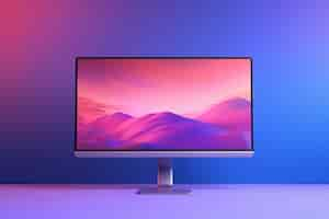 Free photo view of computer monitor with gradient display