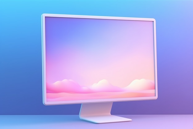 Free photo view of computer monitor with gradient display