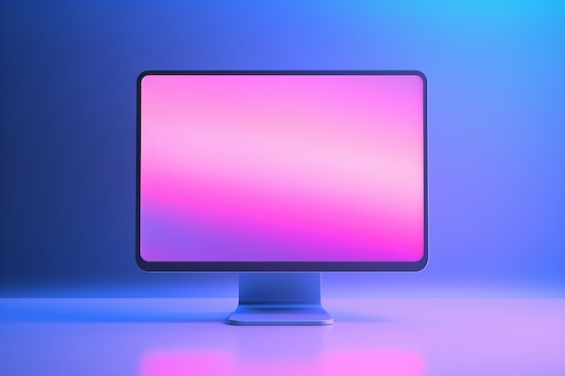 Free photo view of computer monitor with gradient display