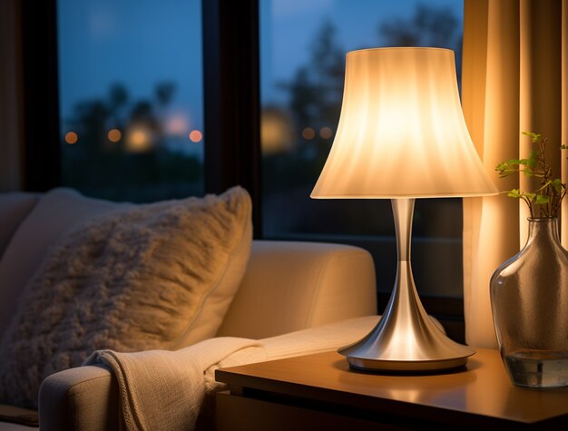 View of contemporary photorealistic lamp