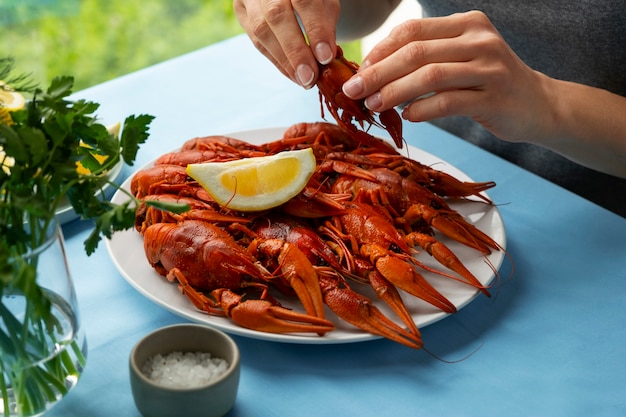 View of cooked crawfish