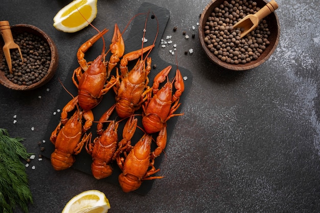 Free photo view of cooked crawfish