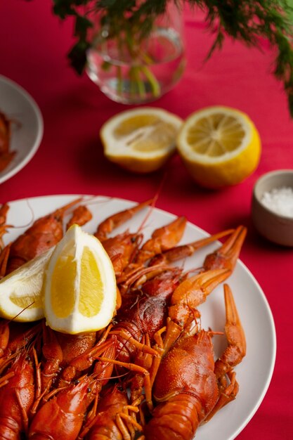 View of cooked crawfish