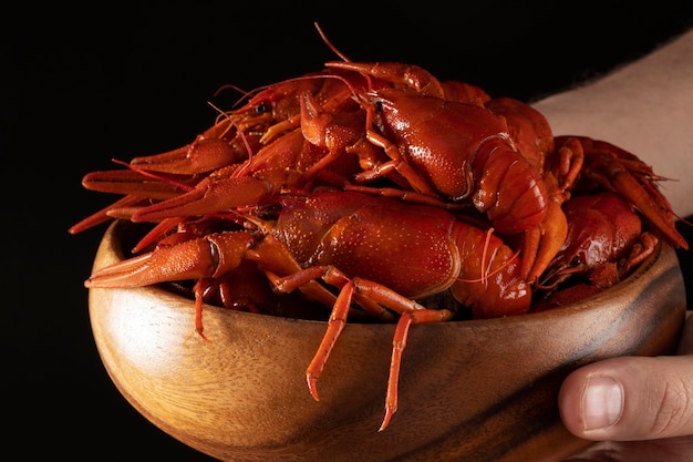 Free photo view of cooked and prepared crawfish