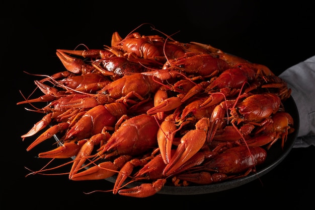 View of cooked and prepared crawfish