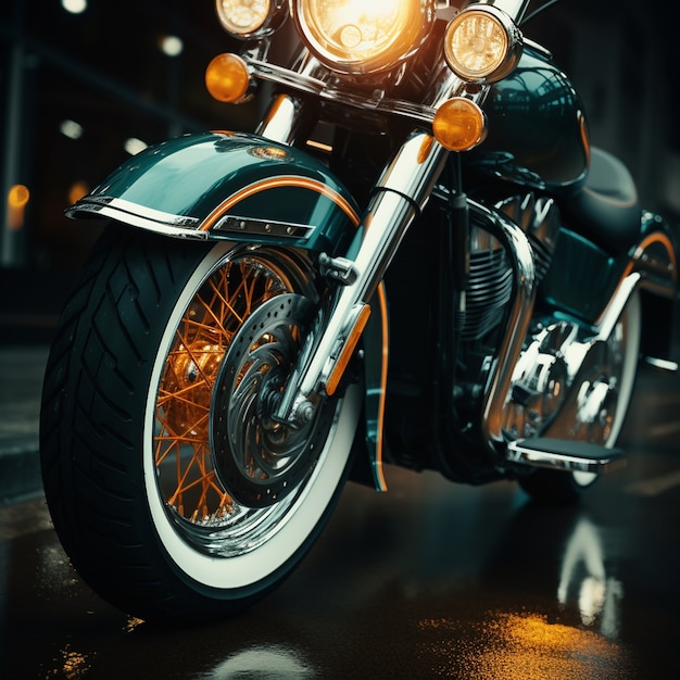 Free photo view of cool and powerful motorcycle