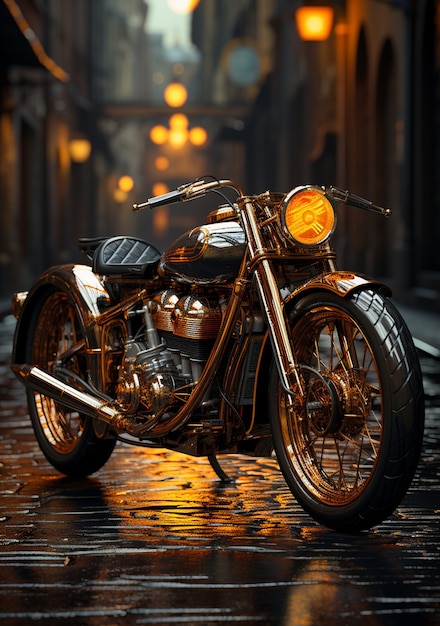 Free photo view of cool and powerful motorcycle