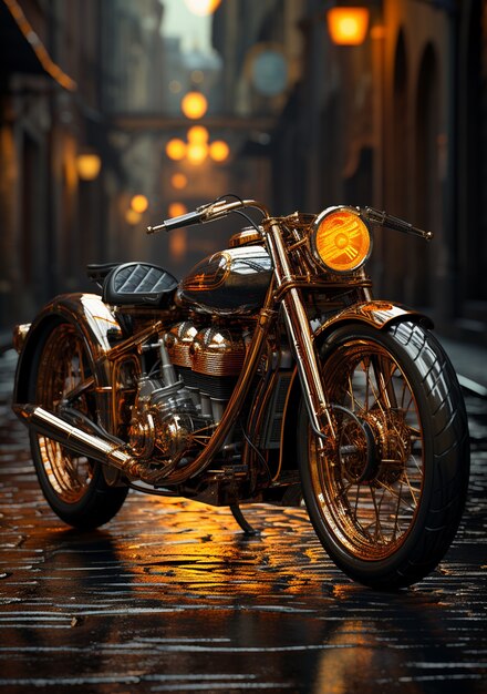 View of cool and powerful motorcycle