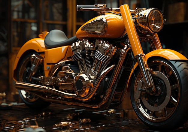 View of cool and powerful motorcycle