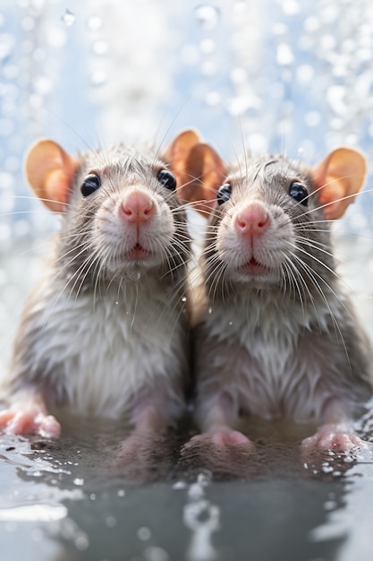 Free photo view of couple of rats