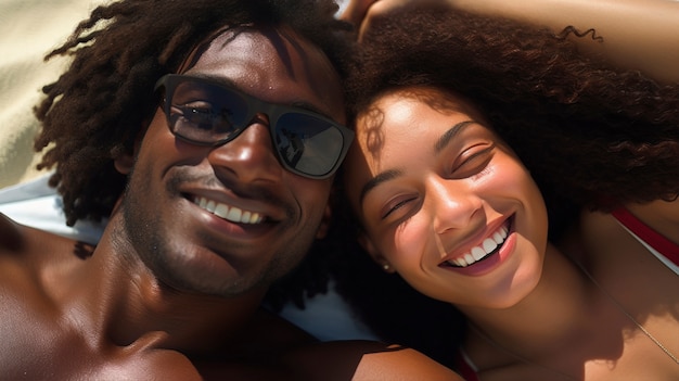 Free photo view of couple taking selfie in summer